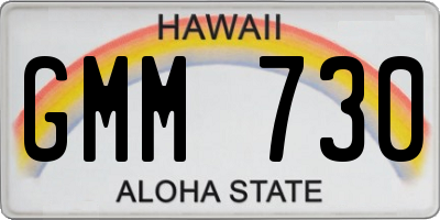 HI license plate GMM730