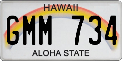 HI license plate GMM734