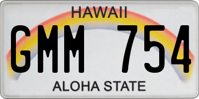 HI license plate GMM754
