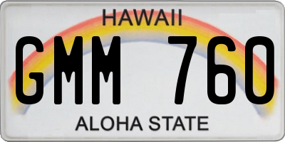 HI license plate GMM760
