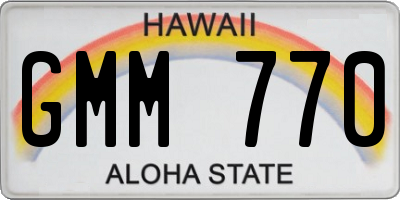 HI license plate GMM770