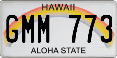 HI license plate GMM773