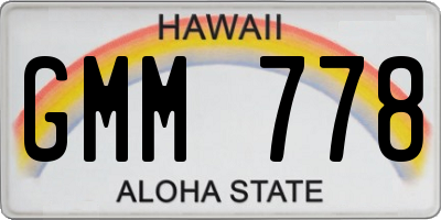 HI license plate GMM778