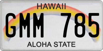 HI license plate GMM785