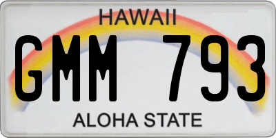 HI license plate GMM793