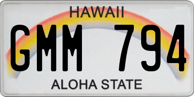 HI license plate GMM794
