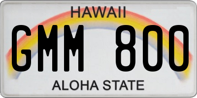 HI license plate GMM800