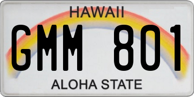 HI license plate GMM801