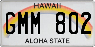 HI license plate GMM802