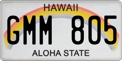 HI license plate GMM805