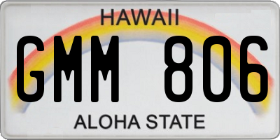 HI license plate GMM806