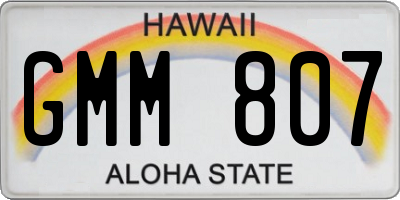 HI license plate GMM807