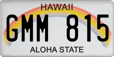 HI license plate GMM815