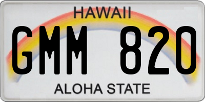 HI license plate GMM820