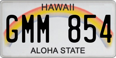 HI license plate GMM854