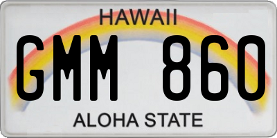 HI license plate GMM860