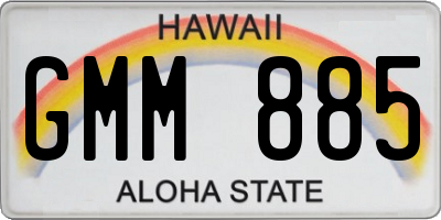 HI license plate GMM885