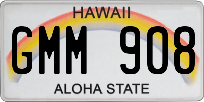 HI license plate GMM908