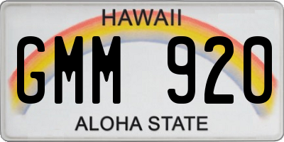 HI license plate GMM920