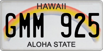 HI license plate GMM925