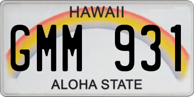 HI license plate GMM931