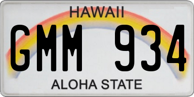 HI license plate GMM934