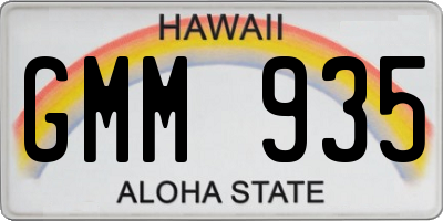 HI license plate GMM935