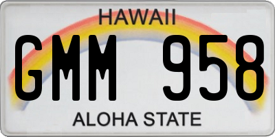 HI license plate GMM958