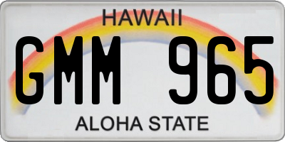 HI license plate GMM965
