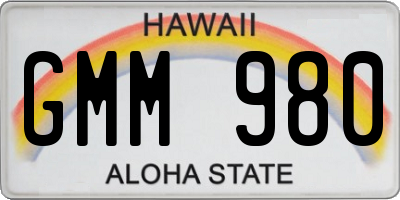 HI license plate GMM980