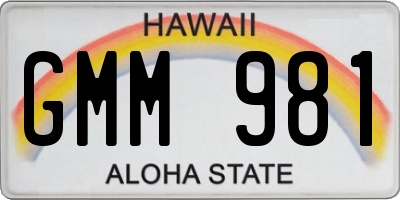 HI license plate GMM981