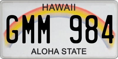 HI license plate GMM984