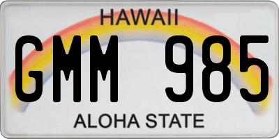 HI license plate GMM985