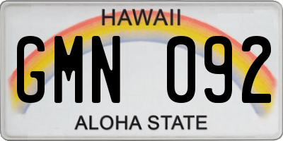 HI license plate GMN092