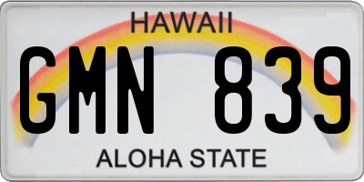 HI license plate GMN839