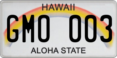 HI license plate GMO003