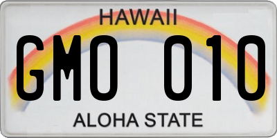 HI license plate GMO010