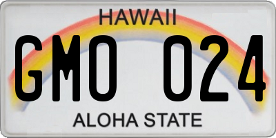 HI license plate GMO024