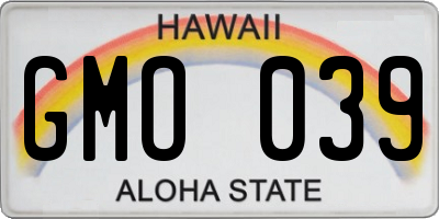 HI license plate GMO039