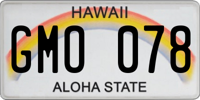 HI license plate GMO078