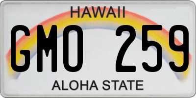 HI license plate GMO259