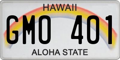 HI license plate GMO401
