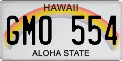 HI license plate GMO554