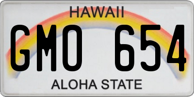 HI license plate GMO654