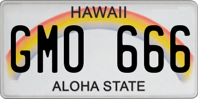HI license plate GMO666