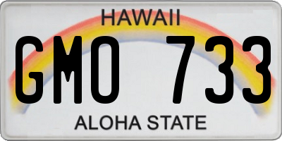 HI license plate GMO733