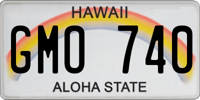 HI license plate GMO740