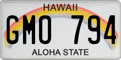 HI license plate GMO794