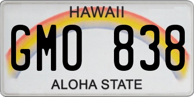 HI license plate GMO838