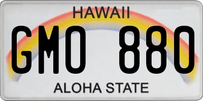 HI license plate GMO880